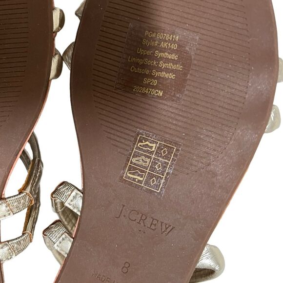 J. Crew NWOT Gold Metallic Flat Slide On Sandals Size 8 - Picture 9 of 10